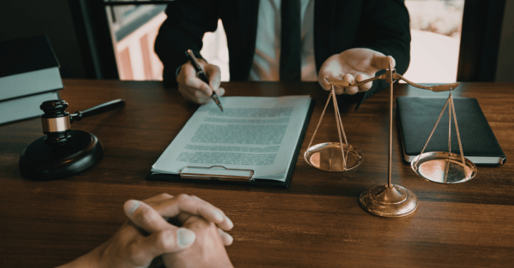 Courtroom setting where a medical negligence claim is heard