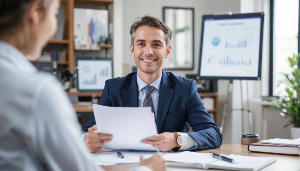 Legal adviser explaining disability benefit entitlements at a meeting